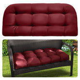 MAGIC ELEPHANT front view of red bench cushion showing neat finish and fit benefit