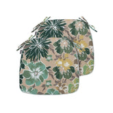 Magpie Fabrics front view of two green floral cushions showing compact size and pattern, durable comfort