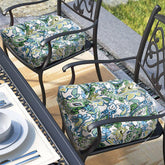 Magpie Fabrics front view showing botanical blue cushion and comfortable padding