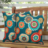 Magpie Fabrics front view of two floral green pillows showing pattern and shape benefit