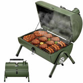 MAISON HUIS front view green small charcoal grill showing compact design and portability