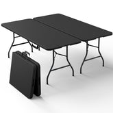 MAKE CHANGES front view of 6ft table shows sturdy setup and easy hosting