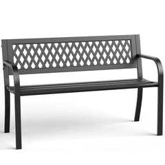 MAKE CHANGES bench front view showing sturdy seating and classic design