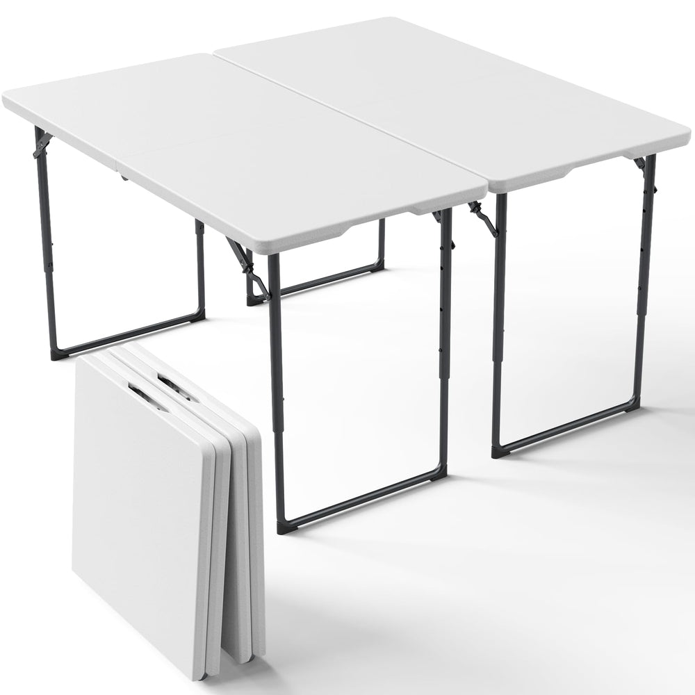 MAKE CHANGES front view open table showing full surface and portability benefit