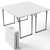 MAKE CHANGES front view open table showing full surface and portability benefit