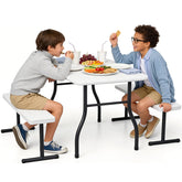 MAKE CHANGES front view of kids picnic table showing compact, sturdy design and seating