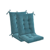 Makimoo front view of blue cushion set showing neat tufting and ties for secure fit