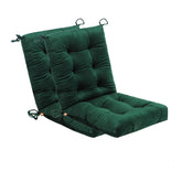 Makimoo front view of two dark green cushions showing neat stitching and plush comfort