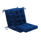 Makimoo front view of two navy cushions showing neat finish and visual comfort