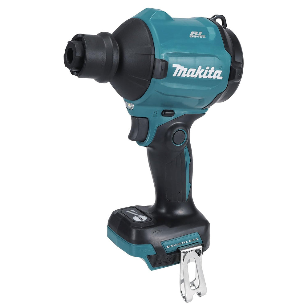 Makita DAS180Z front view showing compact blower design and grip