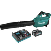 Makita front view of GBU01M1 blower showing compact housing and power
