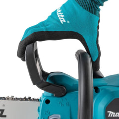 Makita XCU11Z tool-less chain tensioner detail for quick field adjustments