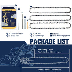 Mannial sharpening kit with files and depth gauge for easy maintenance