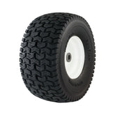 Marathon front wheel assembled showing full tire and rim, improves mowing reliability