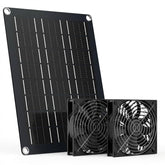 MARBERO front view of boxed solar fan kit showing components and ease of setup