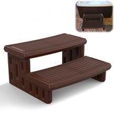 MARKETTY front view of brown two-step spa stairs showing stable design and easy access