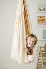 Marlowe & Co installed indoor swing with swivel hardware demonstrating secure setup