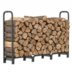 Mars Explo front view of 6ft firewood rack showing sturdy storage benefit