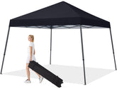 MASTERCANOPY front view of black 10x10 canopy showing easy setup benefit