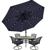 MASTERCANOPY front view navy blue umbrella providing large shaded area