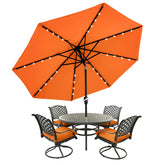 MASTERCANOPY front view of orange umbrella showing full coverage and stylish colour