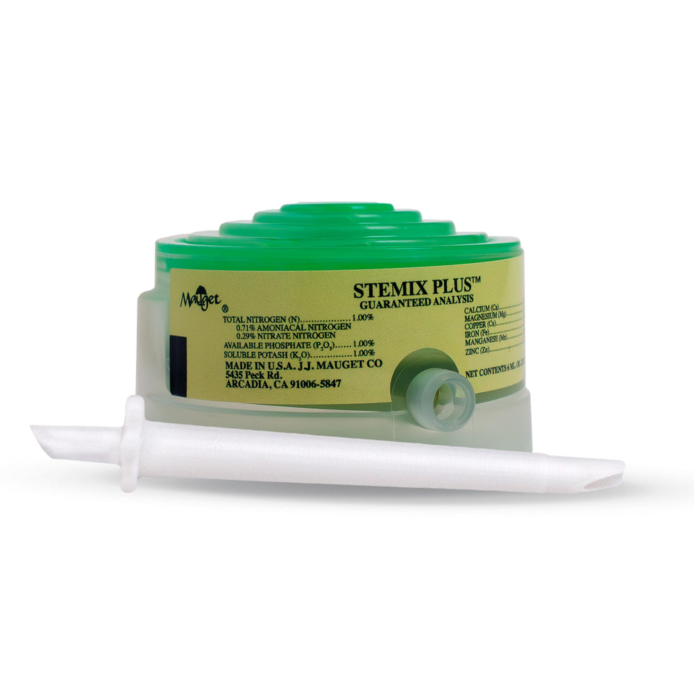 Mauget Stemix Plus front packaging showing pack of 24 caps and brand benefit