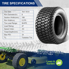 MaxAuto close-up of siped tread pattern for traction and less turf damage