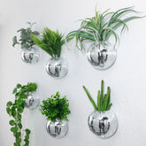 Maxcheck mirrored disco ball planter front view showcasing glossy finish and compact shape