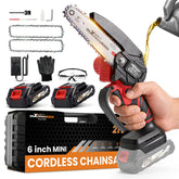 maXpeedingrods mini chainsaw front view showing compact design and portability