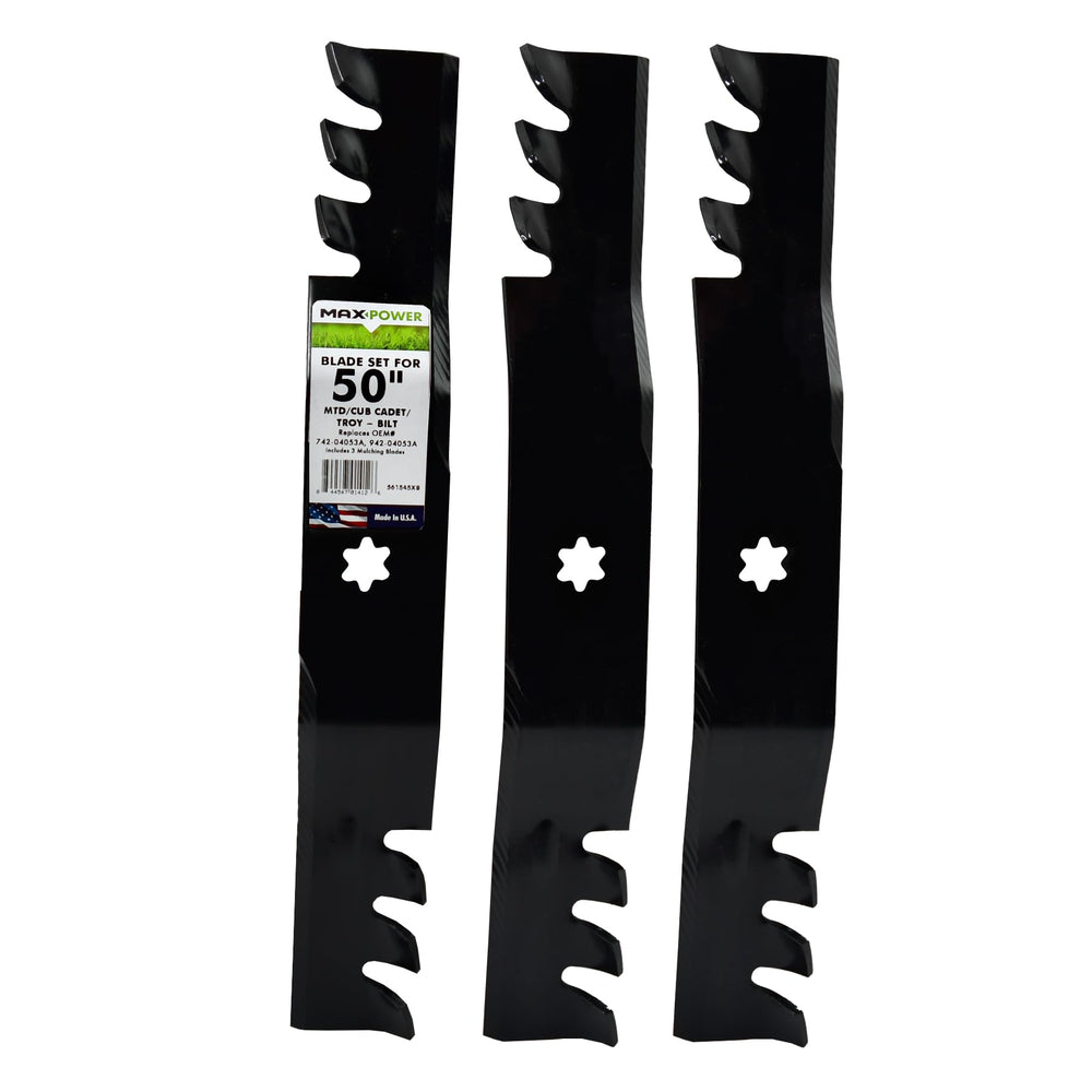 MaxPower front packaging showing three blades and fit details for easy selection
