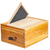 MayBee front view of deep brood box shows sturdy cedar and beeswax protection
