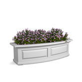 Mayne Nantucket front view of white 36-inch planter showing clean design and curb appeal