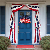 MCJC front view of full-length stars and stripes banner showing vibrant patriotic impact
