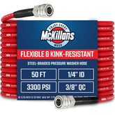 McKillans front view of 50ft hose showing full length and flexibility benefit
