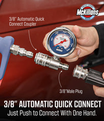 McKillans quick-connect fitting detail demonstrating one-handed push-to-connect benefit
