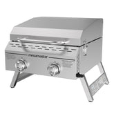 Megamaster front view showing stainless steel body and compact design for durable portability