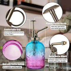 Megawodar glass mister gradient closeup highlighting easy one-handed pumping