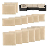Mehoodah front view of beige 14-piece cover set showing neat fit and fresh look