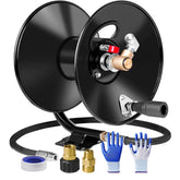 MEKOH front view mounted on wall showing sturdy reel and space saving benefit