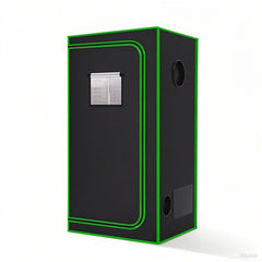 MELONFARM front view of 2x2 grow tent showing size and sealed door, protects plants
