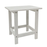 Meluvici white side table front view showing clean lines and weather resistance benefit