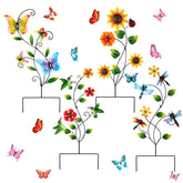 Menkxi front view of all four metal garden stakes showing colorful designs and curb appeal
