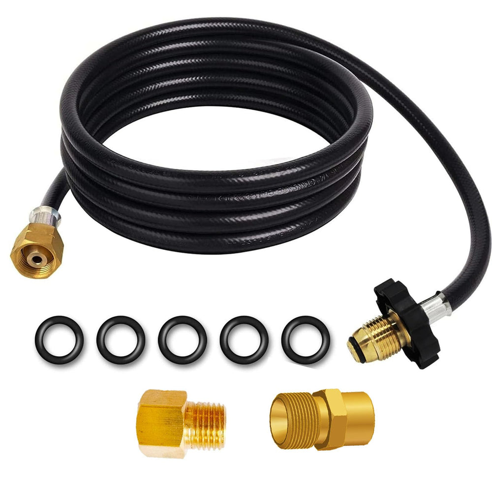 MENSI hose front view showing connectors and 12ft length for extended reach