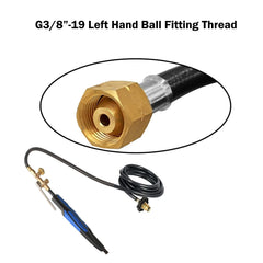 MENSI close-up of G3/8"-19 left-hand thread demonstrating correct torch fit