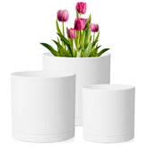 Meowell front view of three white pots showing modern look and versatility