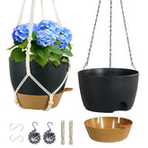 Meowell front view of both hanging planters showing decorative finish and durability
