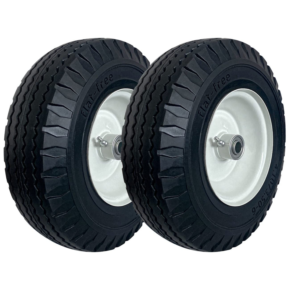 MerryYard front view of the 4.10/3.50-6 wheel pair showing ready-to-install rim benefit
