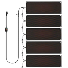 mestyl front packaging showing five heated mats and included adapter for quick setup
