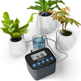 MetryGrow controller front view showing timer and compact design benefit