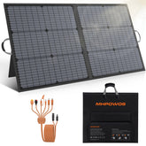 MHPOWOS front view of folded 110W panel showing compact portability and quick setup